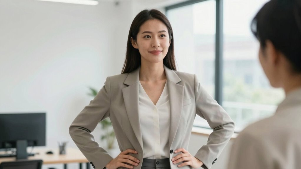 confident open body language