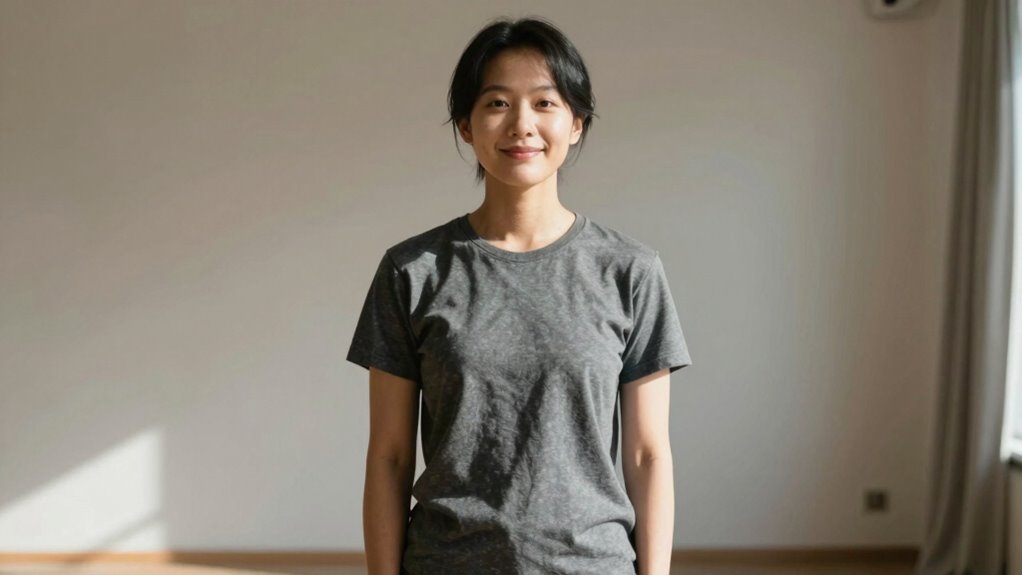 confident posture and eye contact