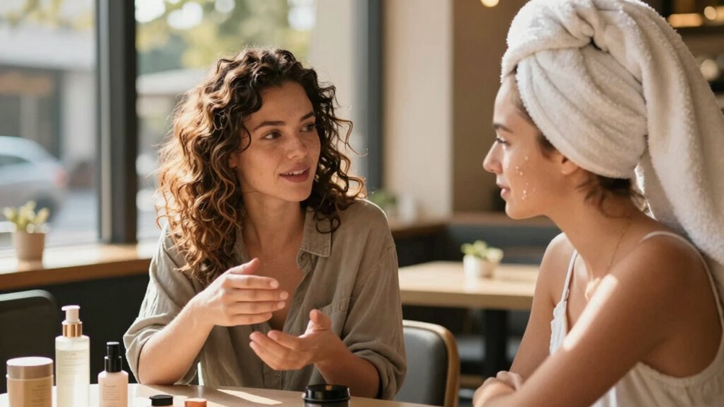 women discuss post travel beauty