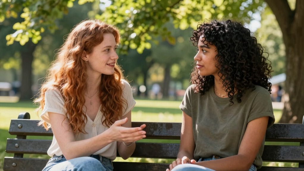 women discussing relationship signs